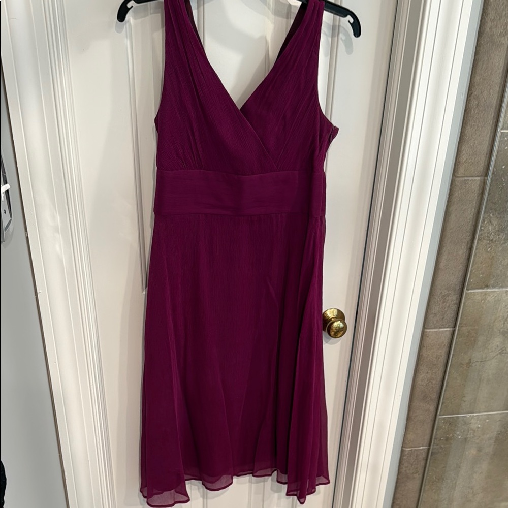 J. Crew Deep Wine Sleeveless V-Neck Midi Dress